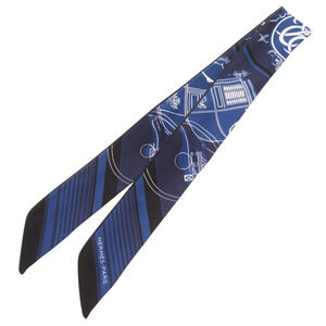 Hermes Twilly Ex-Libris Marine Black White Silk 1509 HERMES